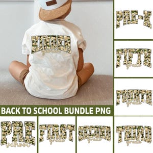 Old Camo Back to School Boys PNG Bundle, Kinder Garten Design, First Day PNG, Pre-K to Third Grade Png, School Boy Sublimation