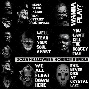 15+ Halloween Characters Png Bundle, Halloween Bundle PNG, Retro Horror Png Bundle, Scary Movie Bundle, Horror Png, Horror Halloween Png