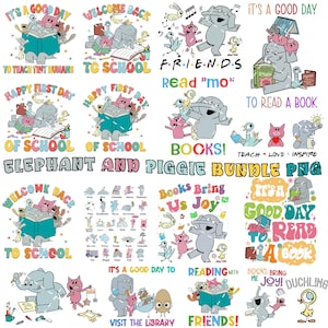 50+Bundle Elephant And Piggie Png, Back To School Png, First Day Of School Png, Elephant Png, Piggie Png, Teacher, Friends Elephant Pigeon