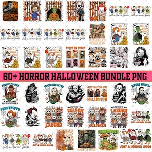 60+ Halloween Characters Png Bundle, Halloween Friends Png, Retro Horror Png Bundle, Scary Movie Bundle, Horror Png, Horror Halloween Png