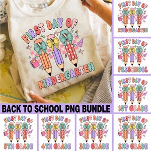 Retro Back to School Png Bundle, First Day Of School Png, Retro Kindergarten Png, School Png, First/Second/Third Grade Designs, Teacher PNG