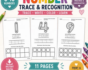 Number Tracing & Number Recognition 0–10 Preschool - Kindergarten Math