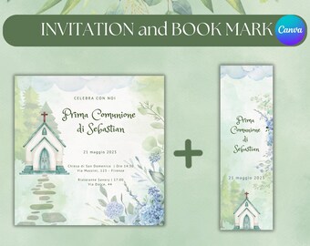 Watercolor First Communion Invitation: Elegant Blossom Design (Digital Template)