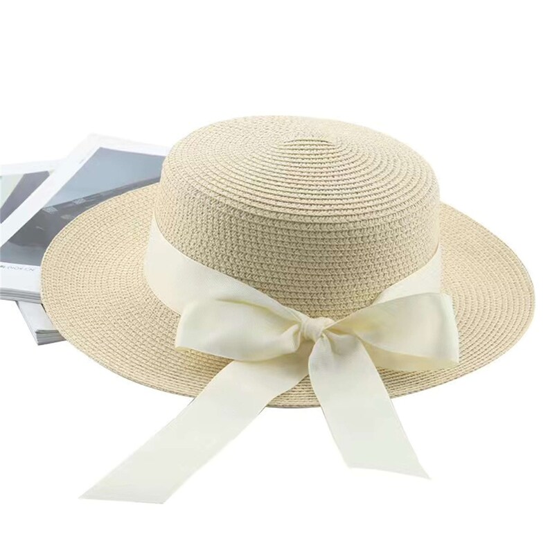 Customization Bride Pearl Hat, Beach Hat, Wedding Day Sun Hat, Bride Mrs Sun Hat, Just Married Sun Hat, Straw Hat,Bachelorette hen Party Beige
