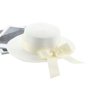 Customization Bride Pearl Hat, Beach Hat, Wedding Day Sun Hat, Bride Mrs Sun Hat, Just Married Sun Hat, Straw Hat,Bachelorette hen Party White