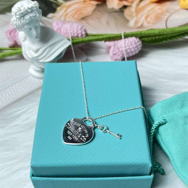 Collier en argent sterling S925, collier à pendentif tendance en forme de coeur, cadeau d'anniversaire, cadeau de fête des mères, cadeau d'un ami