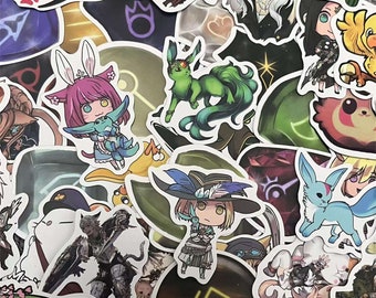 50 pcs d'autocollants Dessins animés, Autocollants Final Fantasy, Autocollants griffonnages pour cahier, Décalcomanies décoratives imperméables, Autocollant cadeau