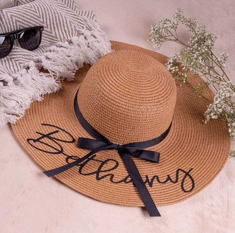 Customized Floppy Beach Hat,Customized Beach Hat,Personalized Hat,Bride Beach Sunshade Hat,Bohemian Style Single Party Vacation Honeymoon image 8