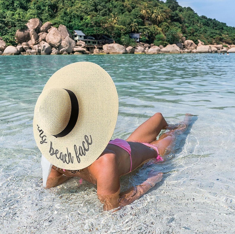Customized Floppy Beach Hat,Customized Beach Hat,Personalized Hat,Bride Beach Sunshade Hat,Bohemian Style Single Party Vacation Honeymoon image 6