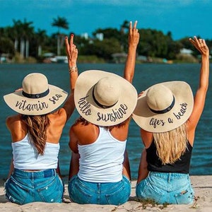 Customized Floppy Beach Hat,Customized Beach Hat,Personalized Hat,Bride Beach Sunshade Hat,Bohemian Style Single Party Vacation Honeymoon image 5