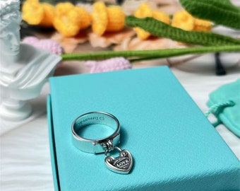 Anillo de plata de ley S925, anillo de corazón de moda, regalo de cumpleaños, regalo del día de la madre, regalo de amiga