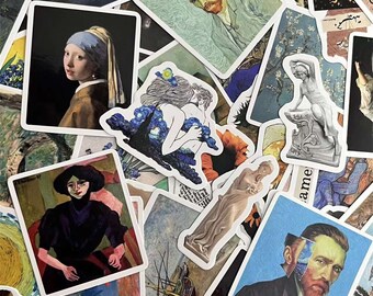 Vintage Van Gogh Graffiti 50pcs Stickers,Mona Lisa Art Style Stickers, Notebook Doodle Stickers, Waterproof Decorative Decals, Sticker Gift