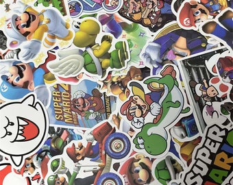100pcs Cartoon Game Stickers,Mario Stickers , Notebook Doodle Stickers, Waterproof Decorative Decals, Sticker Gift