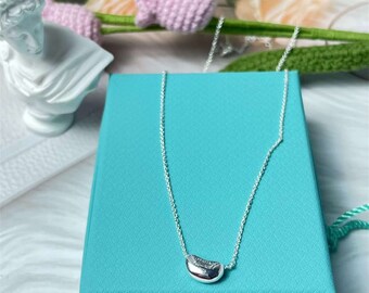 S925 Sterling Silver Necklace, Fashion Silver Beans Necklace, Birthday Gift, Mother's Day Gift, Friend's Gift