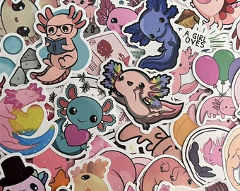 Cartoon 50pcs Stickers,Salamander Stickers, Notebook Doodle Stickers, Waterproof Decorative Decals, Sticker Gift