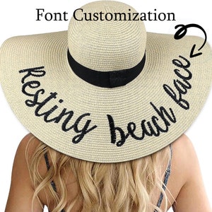 Customized Floppy Beach Hat,Customized Beach Hat,Personalized Hat,Bride Beach Sunshade Hat,Bohemian Style Single Party Vacation Honeymoon image 2