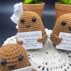 Handmade Positive Potato Knitted Doll Christmas Gift Desk image 3