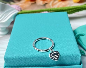 Anello in argento sterling S925, anello a cuore alla moda, regalo di compleanno, regalo per la festa della mamma, regalo per un'amica