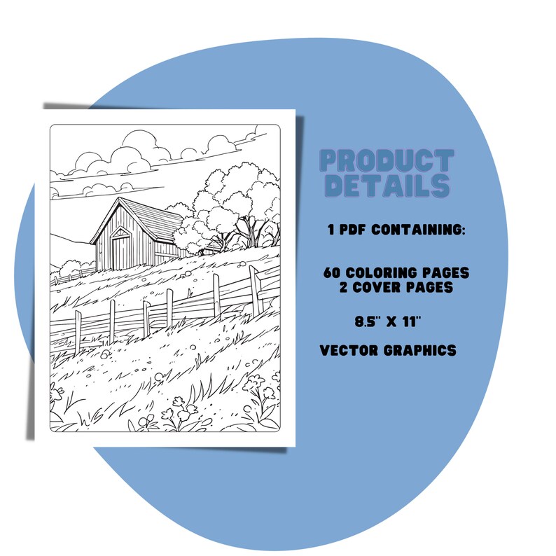 Landscape Coloring Pages Printable Countryside Coloring Book for Adults ...