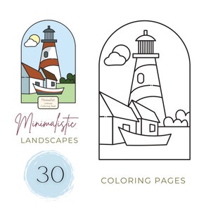Minimalistic Landscape Coloring Pages Printable Simple Coloring Book For Adults Relaxing Activity Digital Download