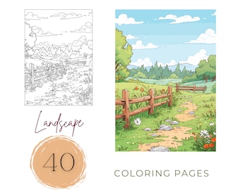 Nature Landscape Coloring Book: 40 Printable Relaxing Pages (PDF Download)