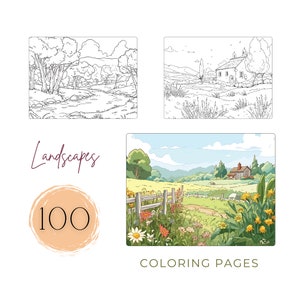 100 landskapsmålarbilder: Naturscener, avkopplande aktivitet (PDF digital nedladdning)
