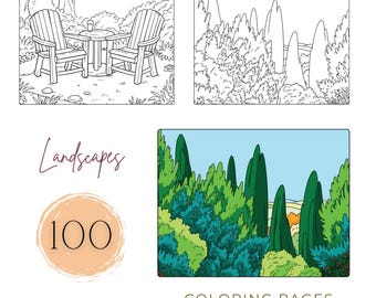 100 målarbilder med landskap: Avkopplande naturscener (PDF digital nedladdning)