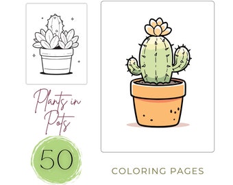 Houseplant Coloring Pages: 50 Plants in Pots (PDF Download)