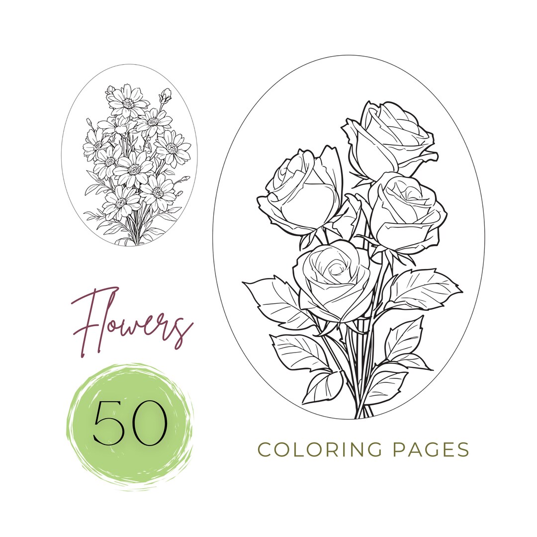 Flower Coloring Pages Printable Floral Coloring Pages for Adults ...