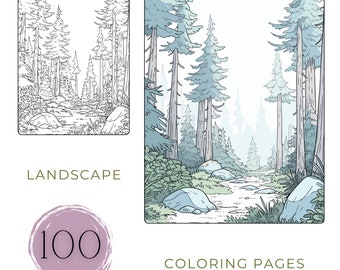 100 Landscape Coloring Pages: Nature Scenes for Adults (PDF Download)
