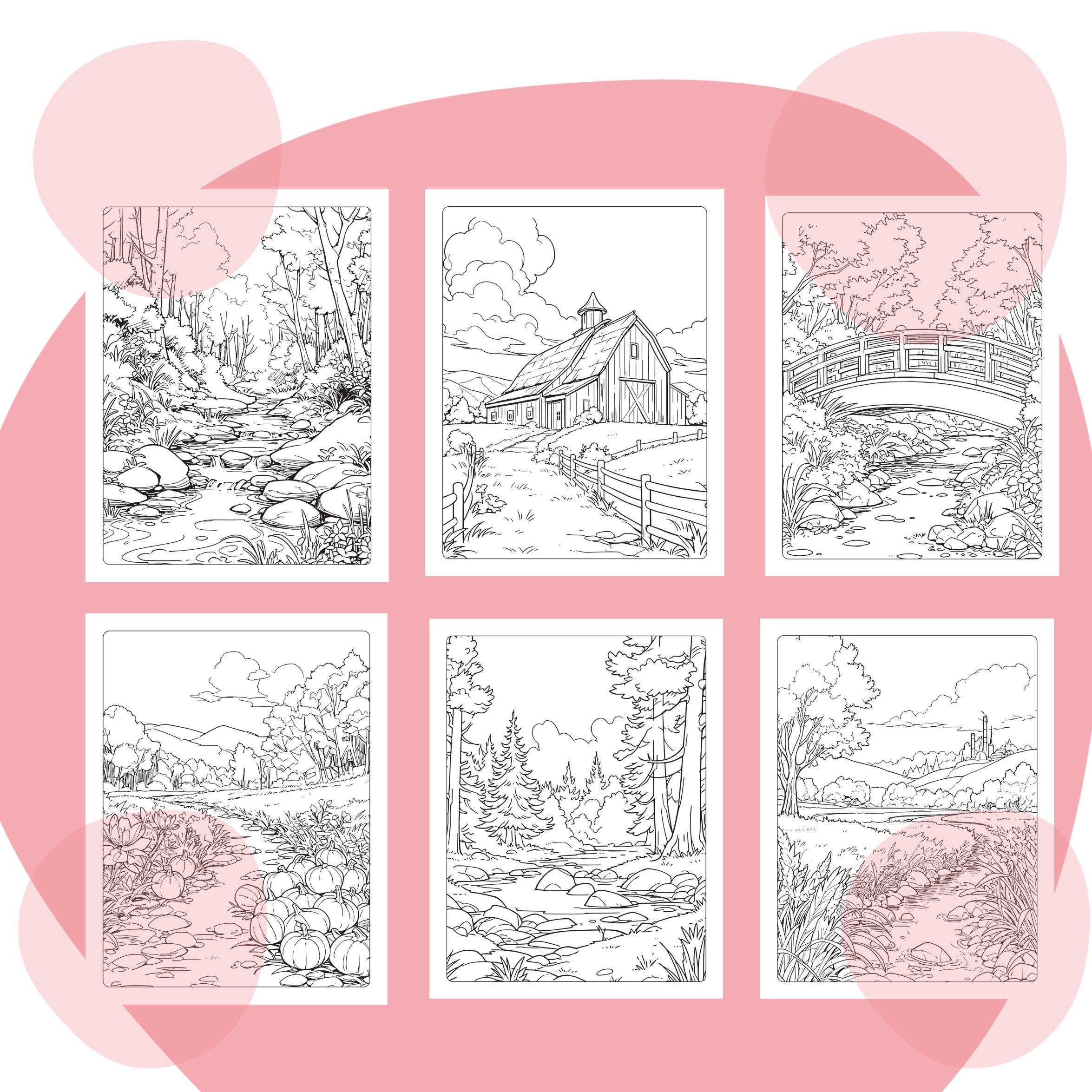 Landscape Coloring Pages for Adults Printable Nature Coloring Book ...