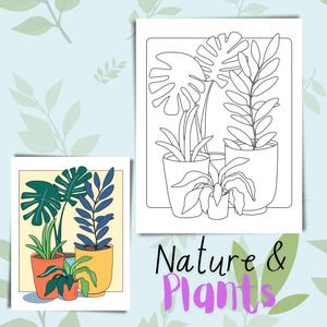 Botanical Coloring Book: Nature & Plants, Relaxing Adult Activity (PDF Digital Download)