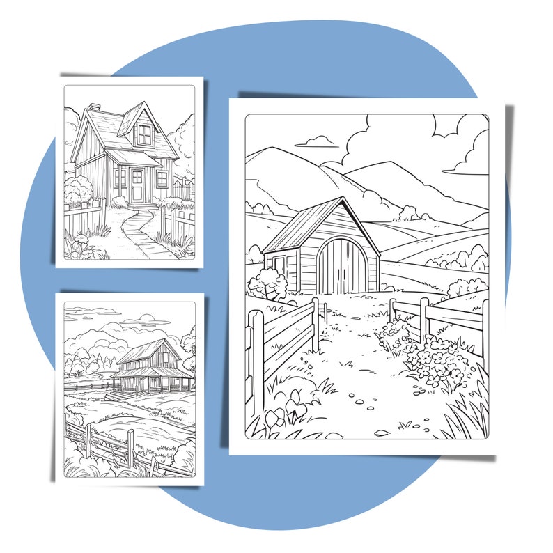 Landscape Coloring Pages Printable Countryside Coloring Book for Adults ...