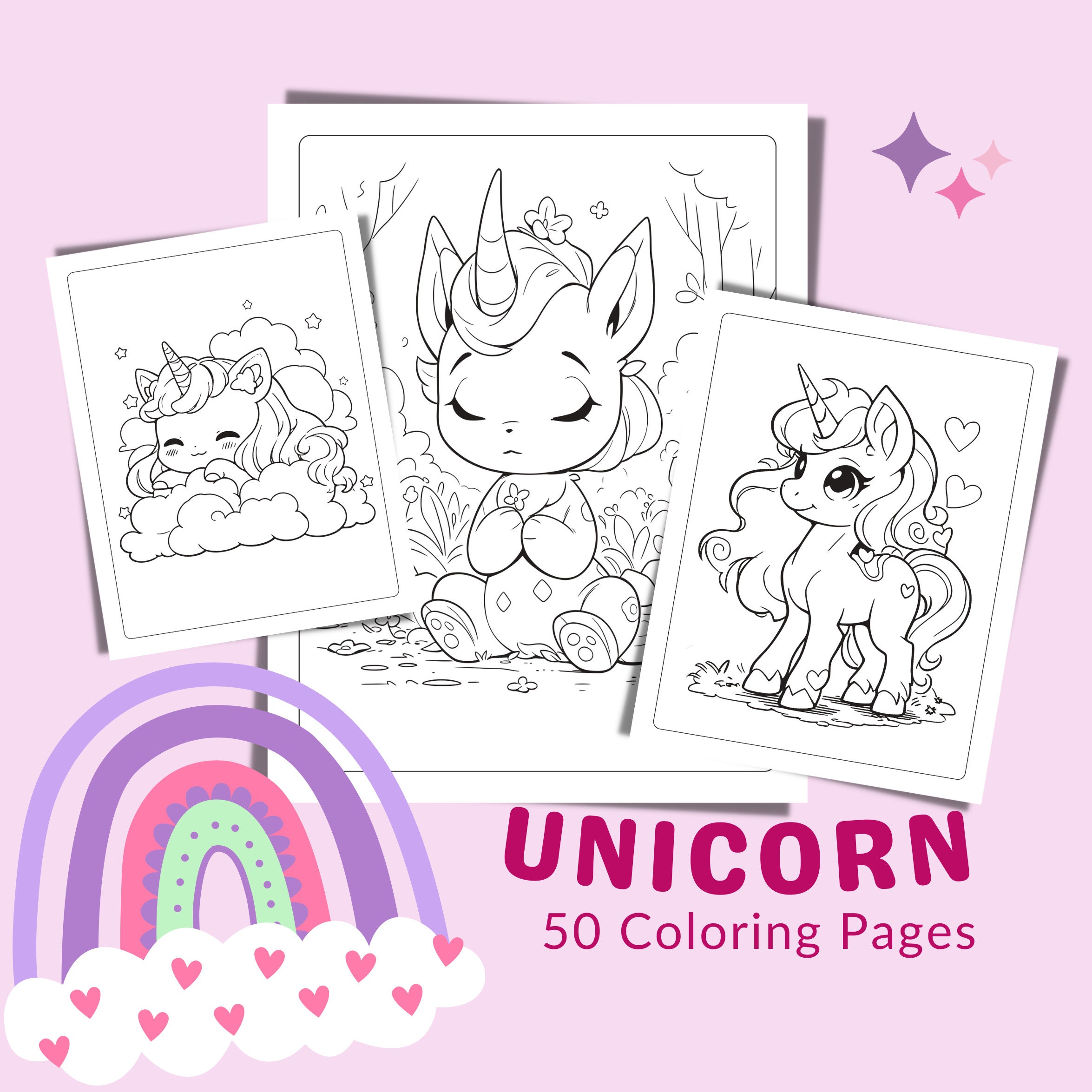 Unicorn Dot Marker Coloring Pages: Printable PDF Coloring Activity Pages  for Kids, Unicorn Dot Coloring Pages, Unicorn Do a Dot Painting 