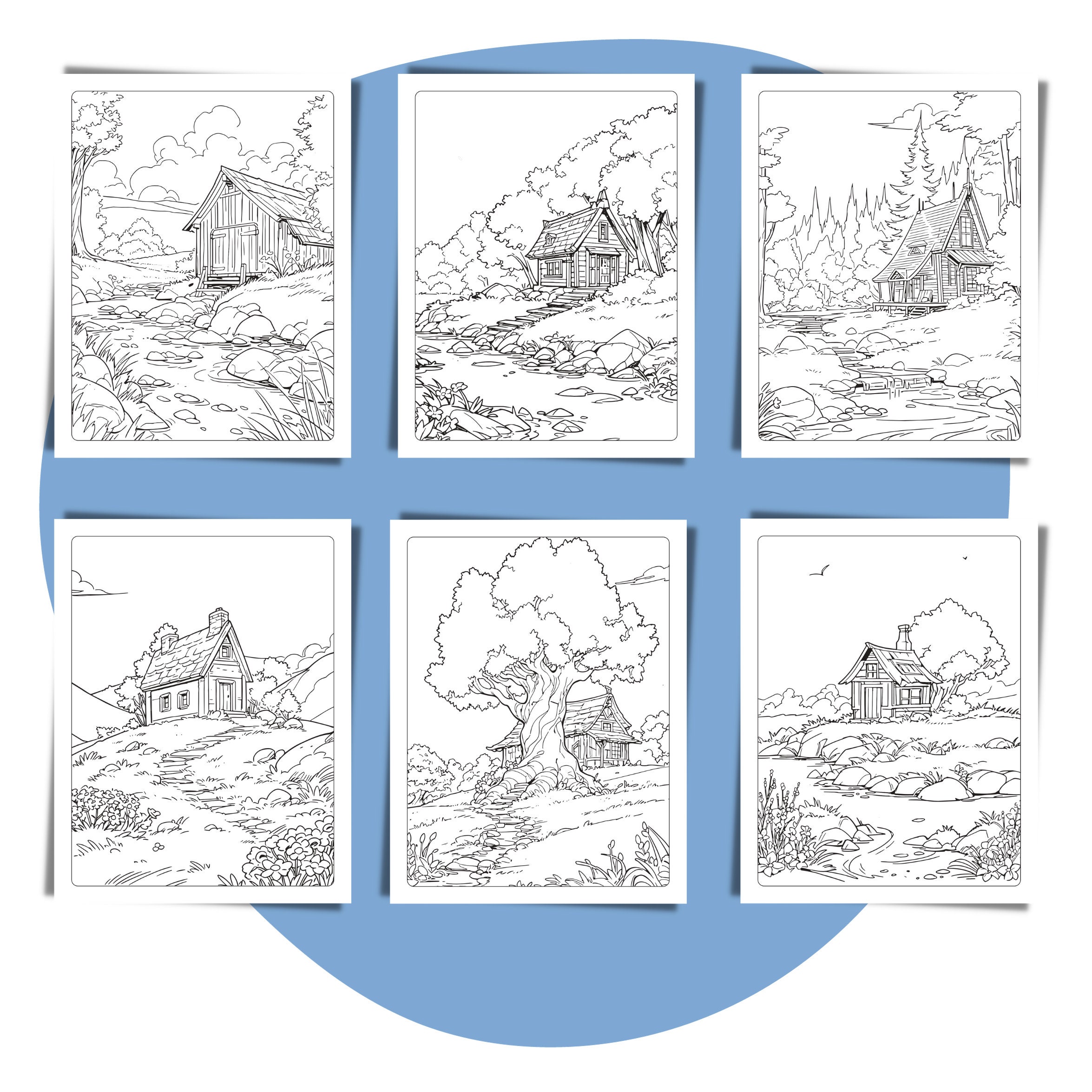 Landscape Coloring Pages Printable Countryside Coloring Book for Adults ...