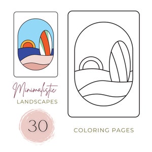 Landscape Coloring Pages Printable Minimalistic Coloring Book For Adults Relaxing Activity Digital Download