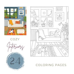 Interior Coloring Pages For Adults Printable Cozy Home Decor Coloring Sheets PDF Relaxing Activity Digital Download
