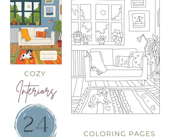 Cozy Home Interiors Coloring Pages: Relaxing Adult Activity (PDF)