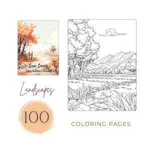 Landscape Coloring Pages For Adults Printable Nature Coloring Book Relaxing Activity Scenic Fall Coloring Landscapes PDF Digital Download