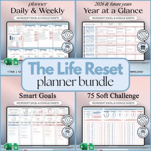 The Life Reset Planner-bundel - Excel en Google Spreadsheets - oceaanthema - direct downloaden
