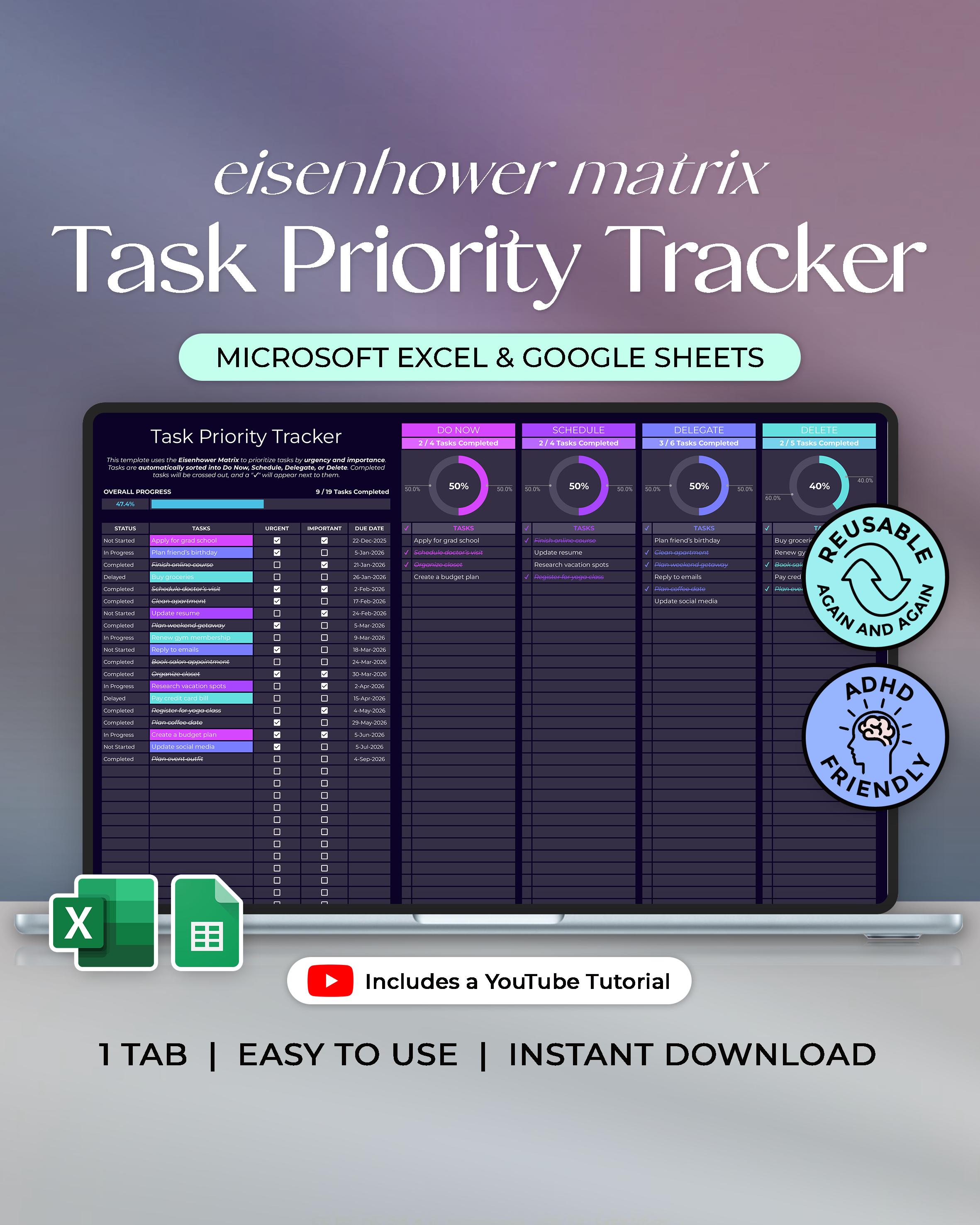 Task Priority Tracker - Eisenhower Matrix - Decision Matrix - to Do ...