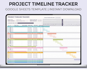 Project Timeline Tracker - Gantt Chart - Task Tracker - To Do List - Project Management - Google Sheets Template - Instant Download