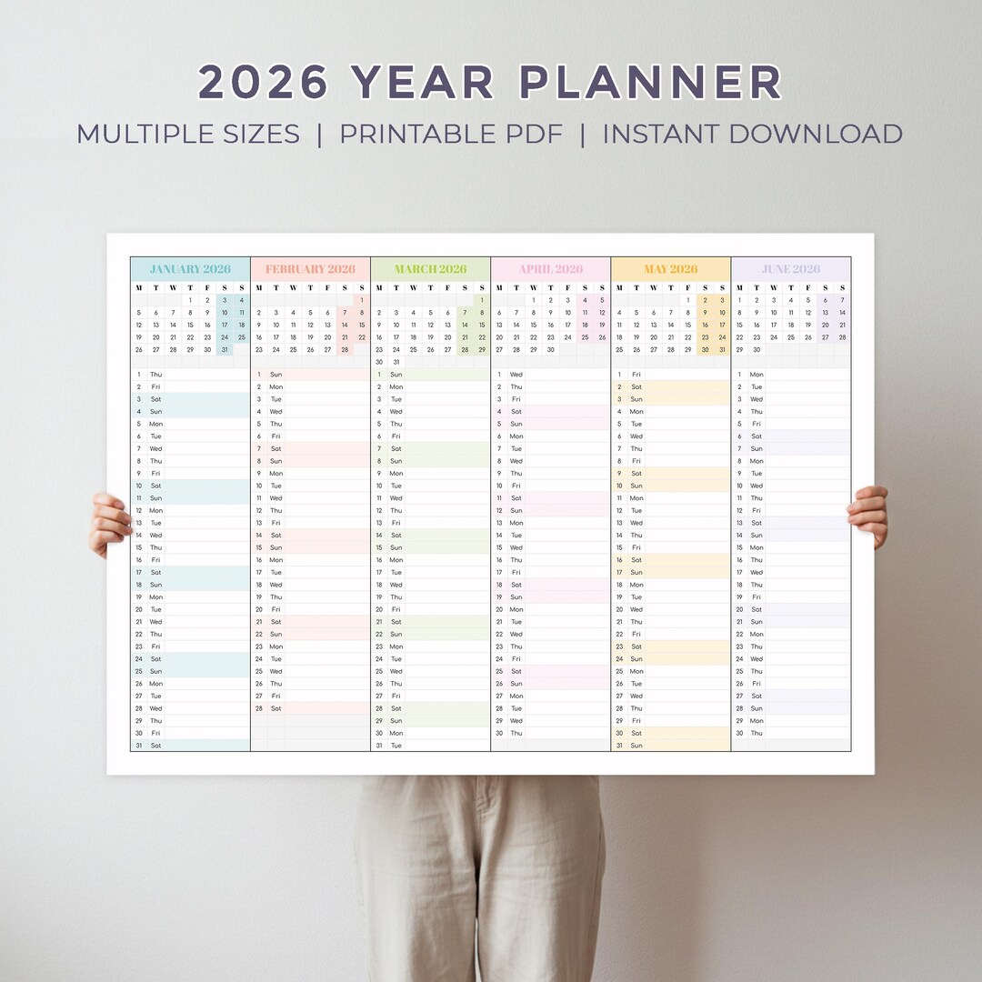 2026 Year Planner - Printable PDF - 2026 Calendar - Annual Planner