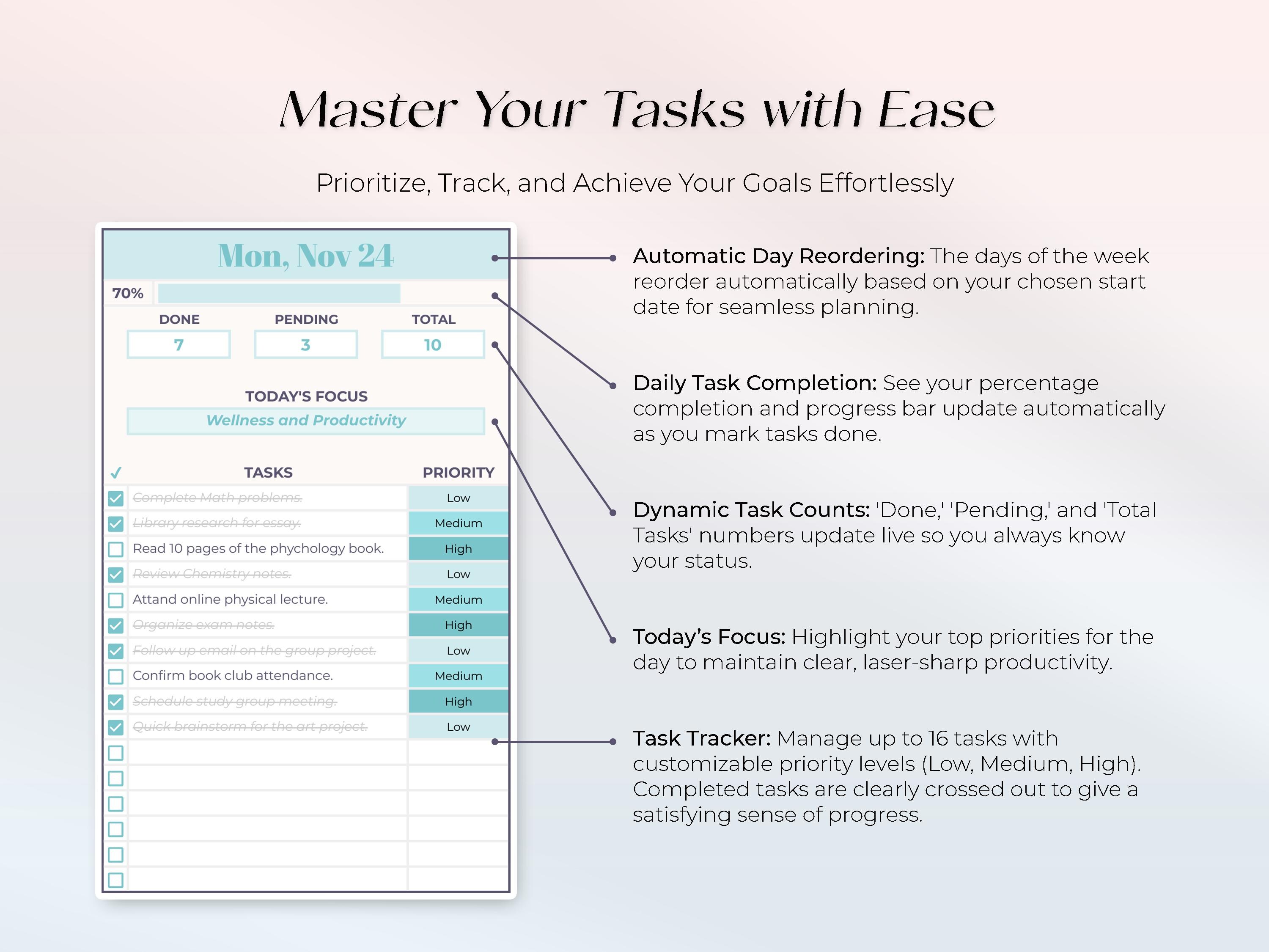 Daily & Weekly Plan + Clear Button - ADHD Planner - Excel and Google ...