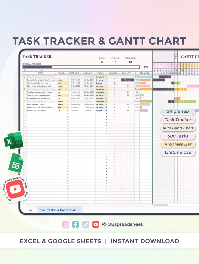 Task Tracker & Gantt Chart - Lifetime Usability - to Do List - Project ...