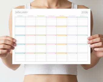 2026 Monthly Calendar - Daily Checklist - Monthly Planner - Monday & Sunday Start - Printable PDF - Instant Download