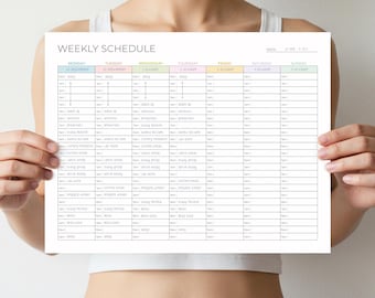 24-Hour Weekly Schedule - Monday and Sunday - A4 and Letter Size - Undated Planner - Landscape - Pastel - Printable PDF - Instant Download
