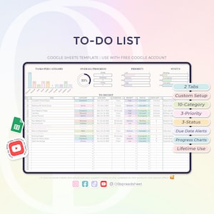Takenlijst - Taaktracker - Prioriteitsstatus categorie aanpassen - Google Spreadsheets-sjabloon - Spreadsheet - Directe download