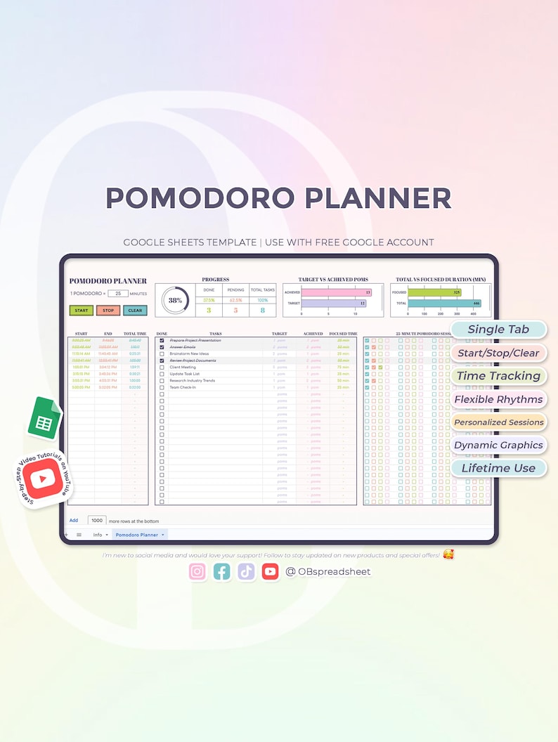Pomodoro Planner - Time Management - Productivity Planner - Study ...