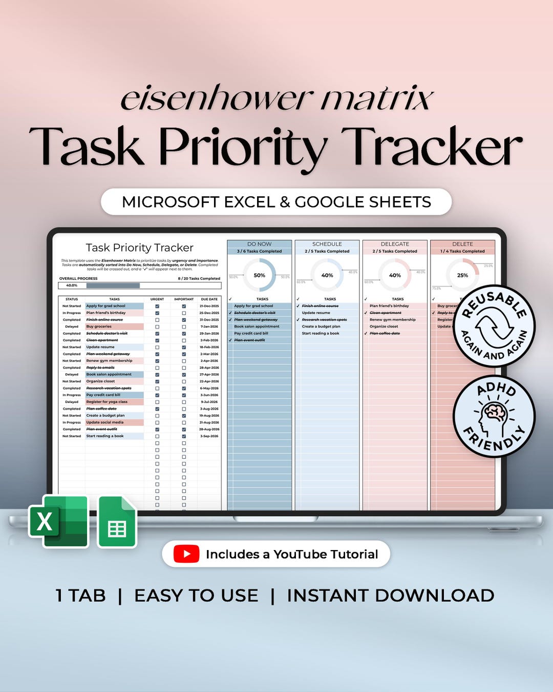 Task Priority Tracker - Eisenhower Matrix - Decision Matrix - to Do ...